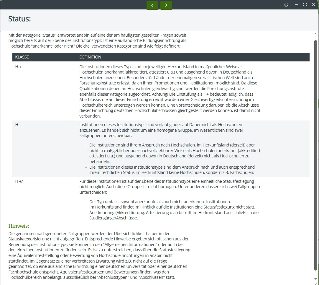 ( Anabin ) جلسه 4 : آموزش ارزیابی دانشگاه در پایگاه داده آنابین - تصویر شماره 7 بررسی دانشگاه ارزیابی دانشگاه دانشگاه دانشگاه آلمان H +
