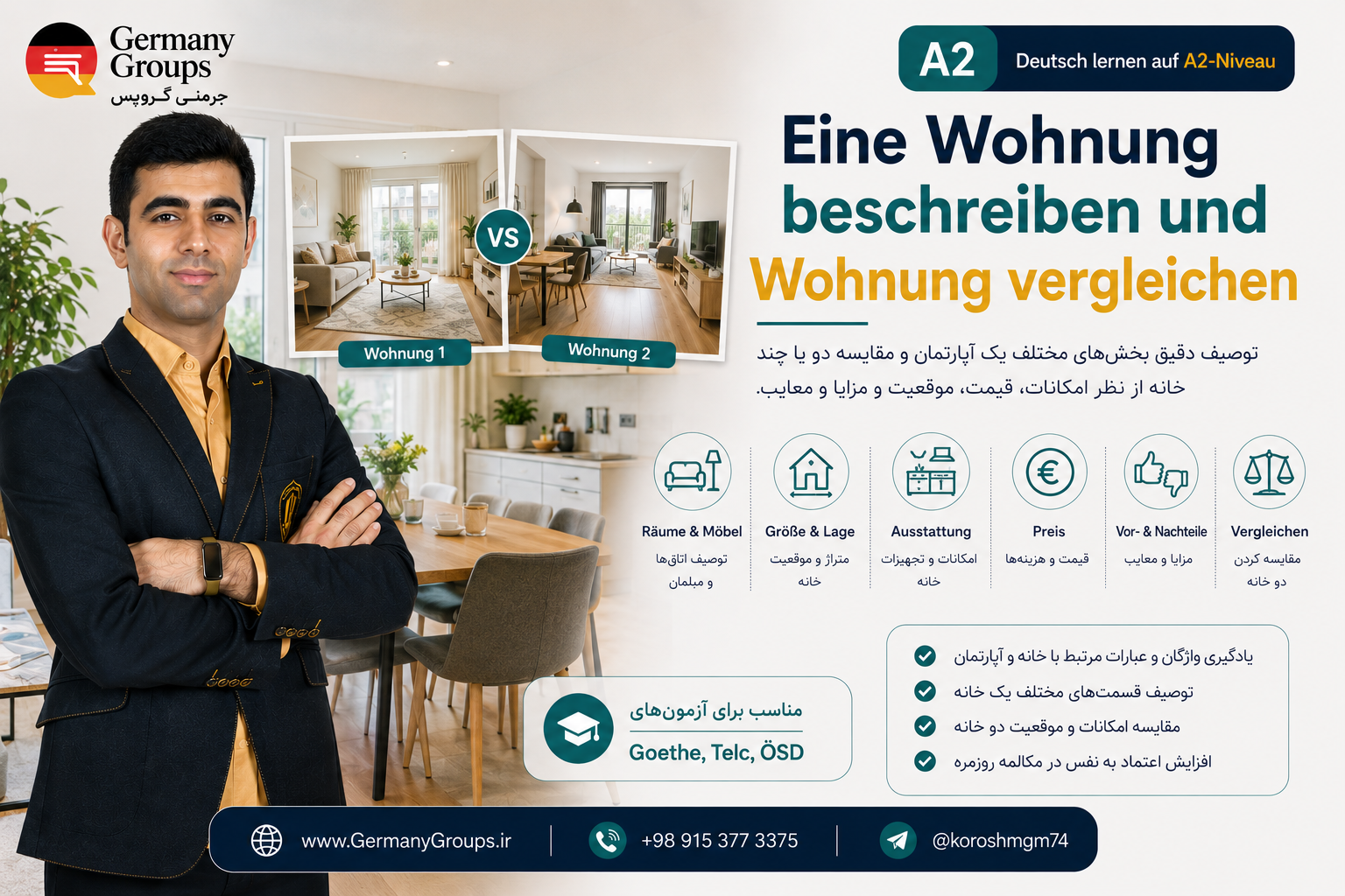 Eine Wohnung beschreiben und Wohnung vergleichen - مهاجرت به آلمان | Germany Groups